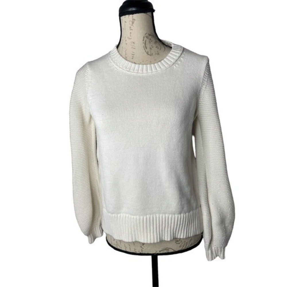 LOFT Detail Crew Neck Sweater Cream‎ Women’s Size XSmall